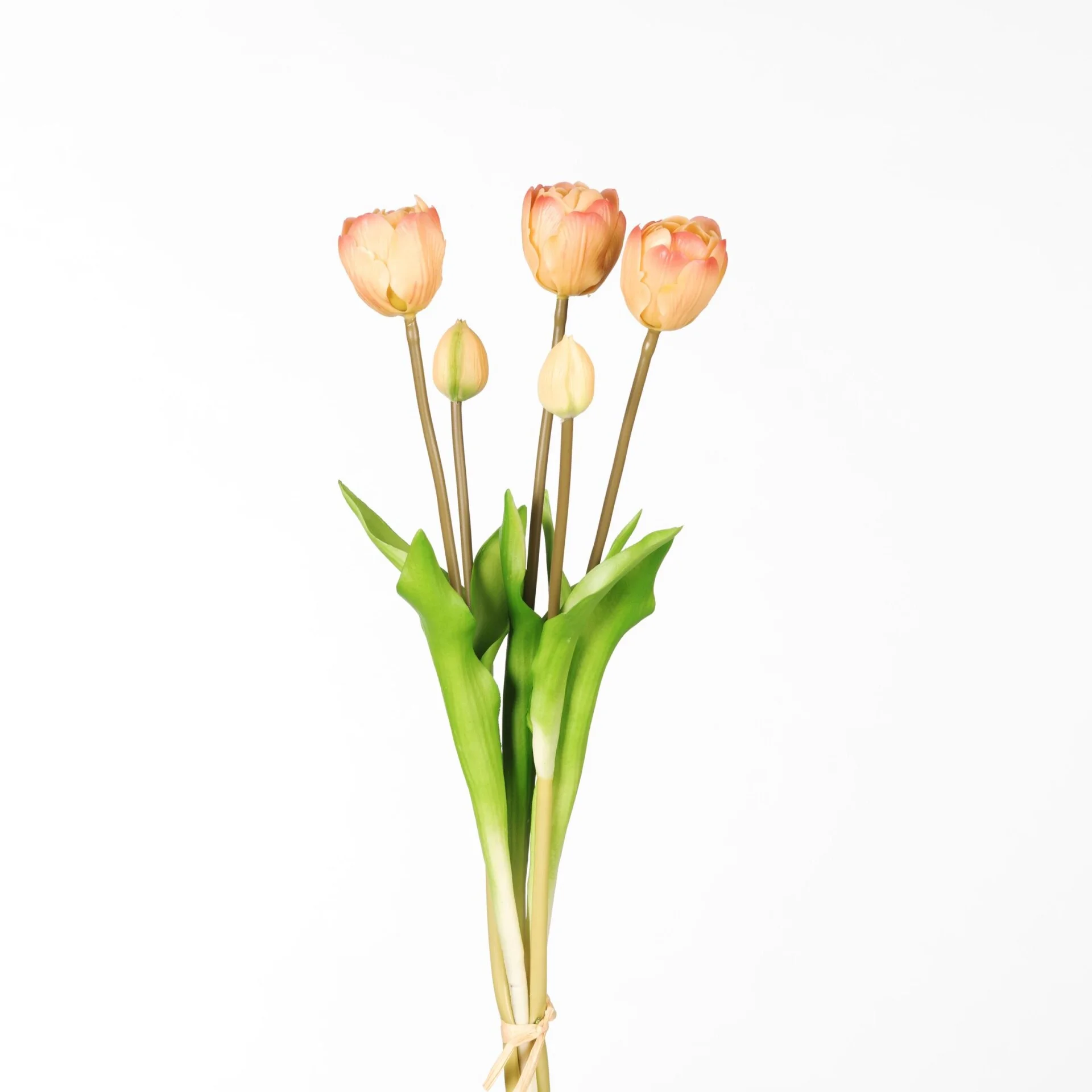 Real Touch Tulip Dubble Bundle x5 L44cm Salmon